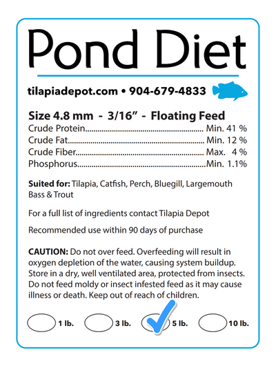 5 LBS. Pond Diet (5lb bags) Aquaponic Pond Diet by Tilapia Depot
