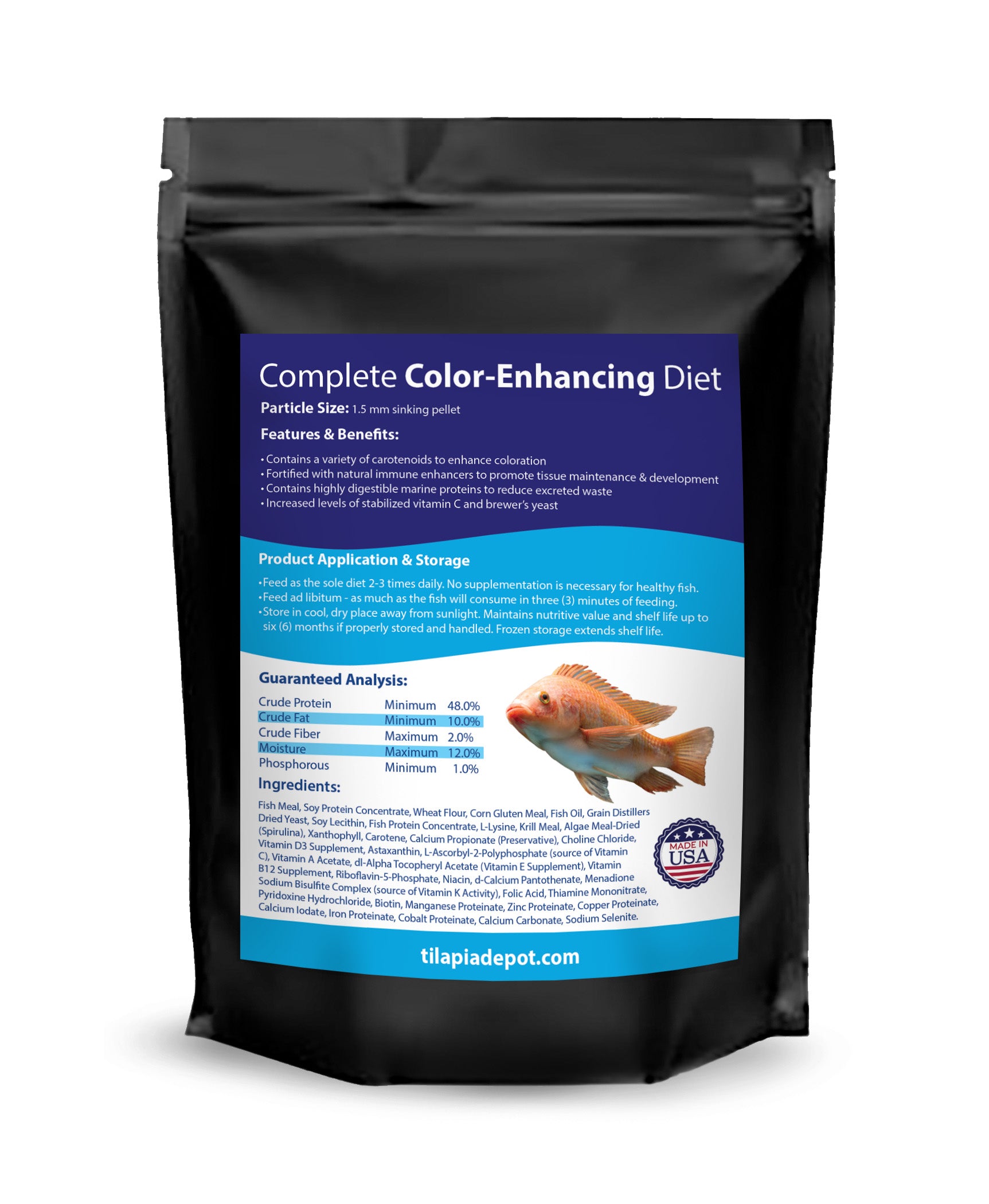 16 oz. Hi-Intensity Color Pellet (16 oz bag) - by Tilapia Depot