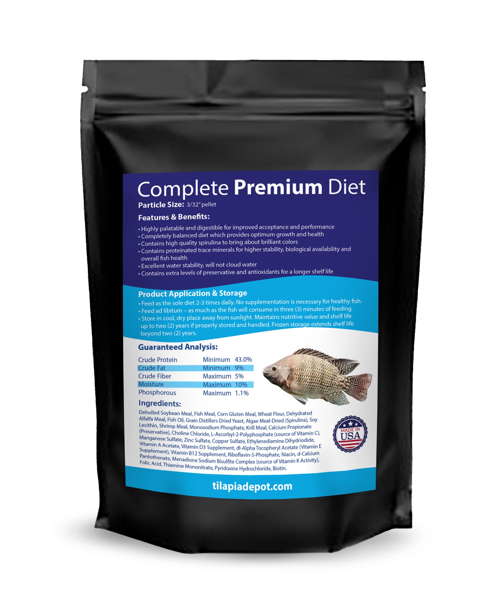 3lbs Spirulina Pellet (3lbs bag) - by Tilapia Depot